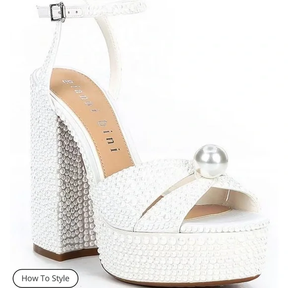 Gianni Bini Shoes Kemara Two Open Toe Embellished Pearl